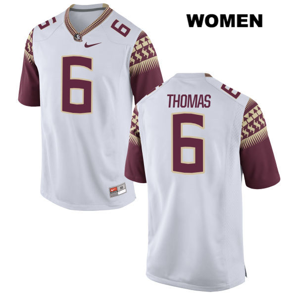 Women's NCAA Nike Florida State Seminoles #6 Matthew Thomas College White Stitched Authentic Football Jersey GJD4369AK
